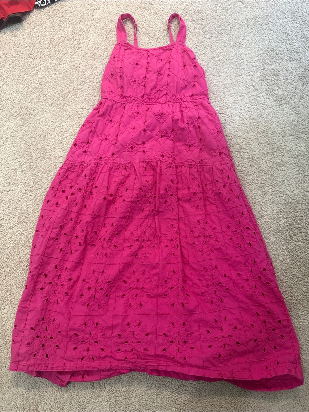 Abercrombie kids Girls Fuchsia Eyelet Summer Dress with Spaghetti Straps